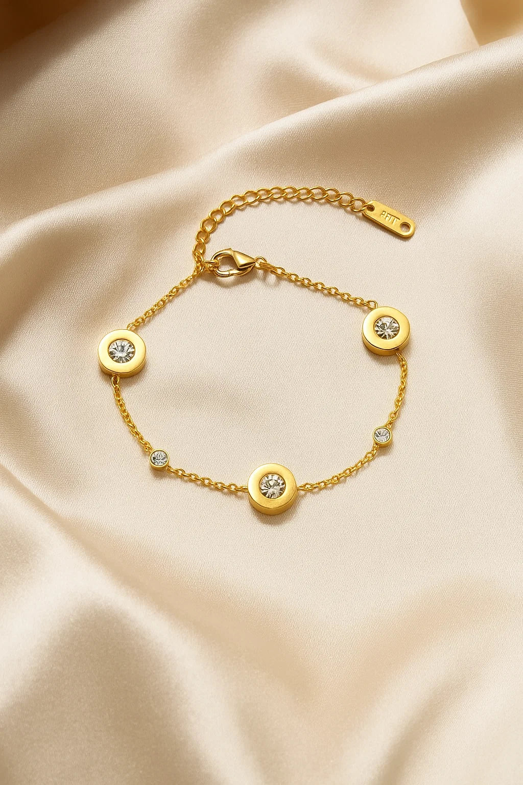 Elegant Gold-Tone Crystal Charm Bracelet
