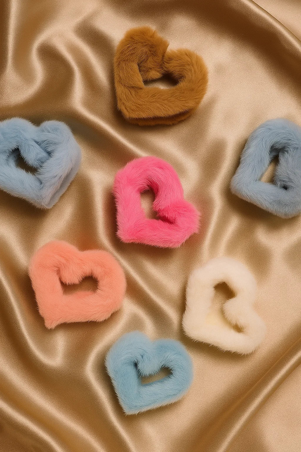 Furry Heart Hair Clips